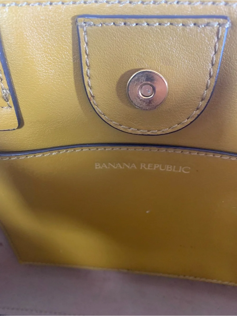 Yellow Structured Leather Tote Bag with Removable Strap